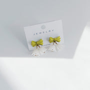 green bowknot stud earrings, view 5 - MRSLM