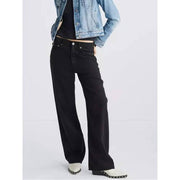 womens elegant black straight jeans, view 3 - MRSLM