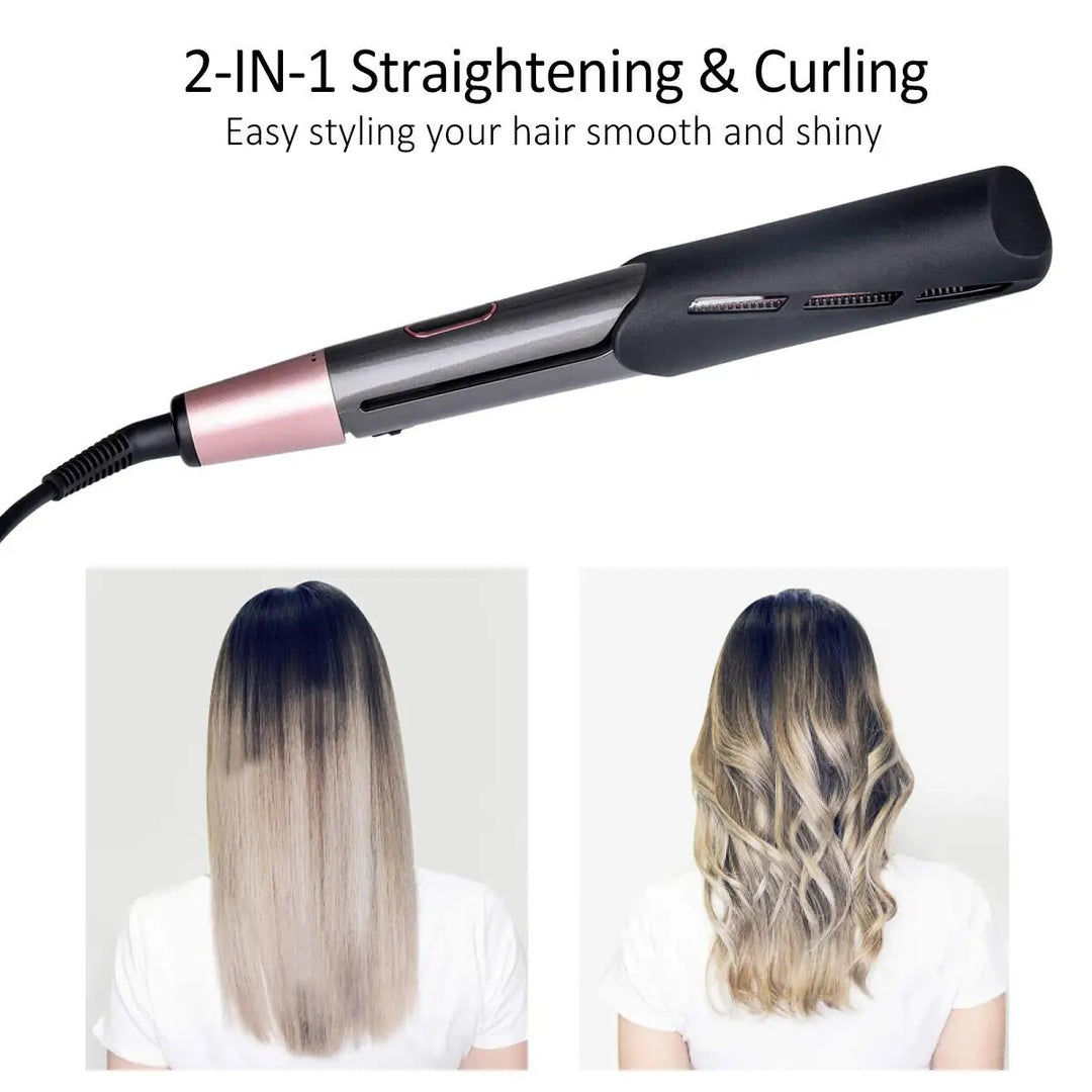 Revolutionary 2-in-1 Hair Styler: Ceramic Straightener & Curler Iron with Fast Heat & Ionic Tech