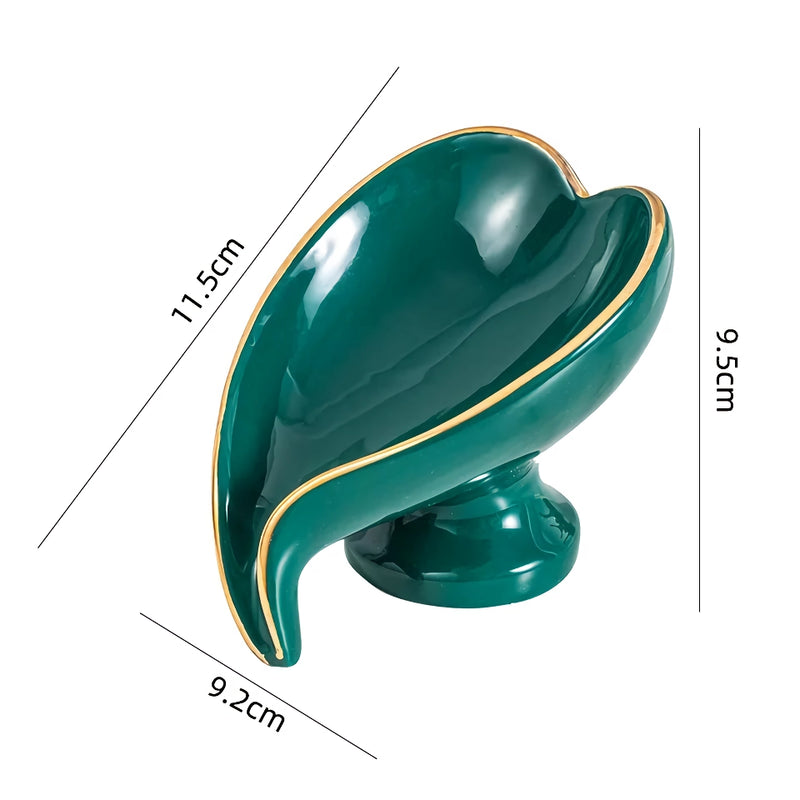 ceramic leaf soap dish, view 2 - MRSLM