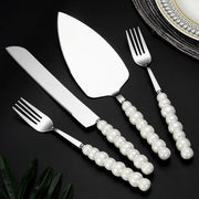 pearl ceramic handle cake knife set, view 3 - MRSLM