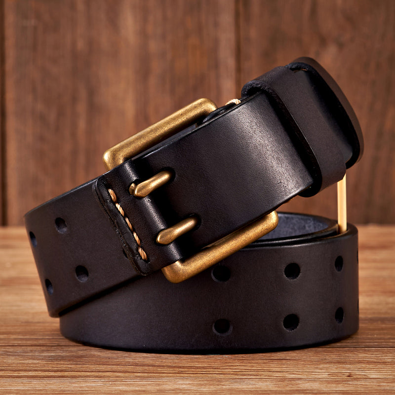 men's 3.8CM wide vintage leather belt, view 6 - MRSLM
