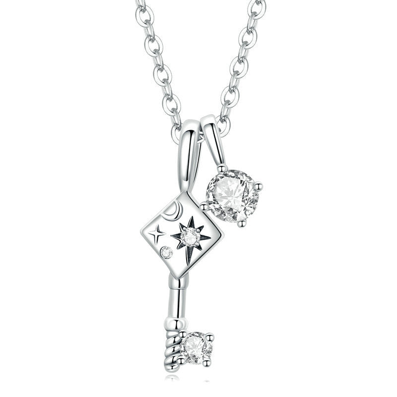 Sterling Silver S925 Exquisite Key Lock Necklace