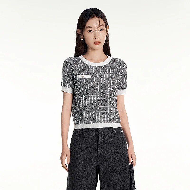 geometric knit top, view 3 - MRSLM