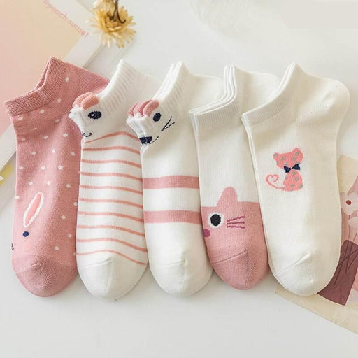 cute pink cat low tube socks - MRSLM