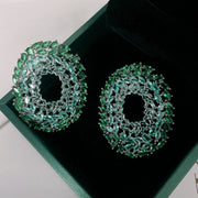 micro inlaid green zircon ring earrings, view 4 - MRSLM