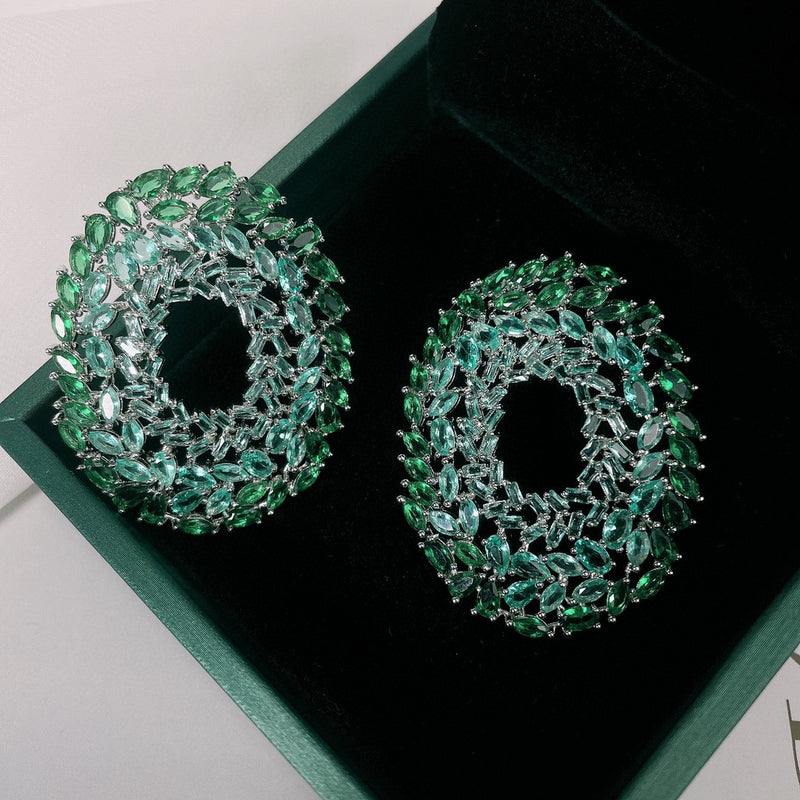 micro inlaid green zircon ring earrings, view 4 - MRSLM