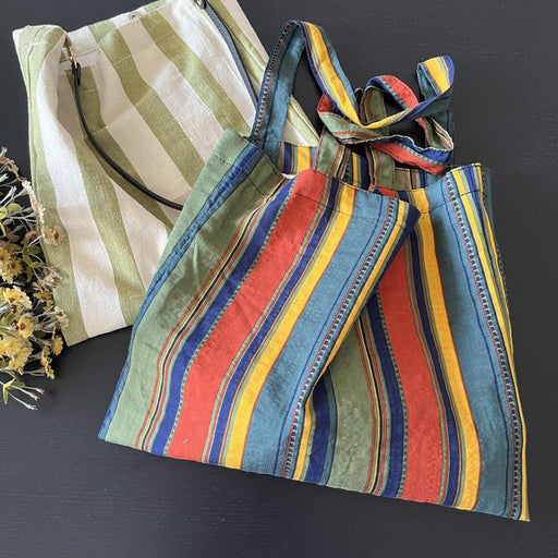 vintage stripe canvas shoulder bag - MRSLM