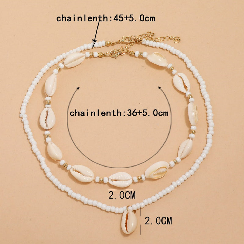sea shell choker necklace set, view 7 - MRSLM