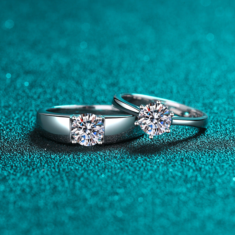 crown couple sterling silver ring, view 2 - MRSLM