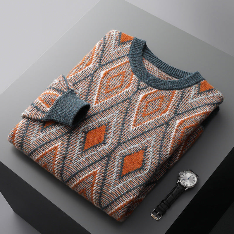 round neck retro rhombus sweater - MRSLM
