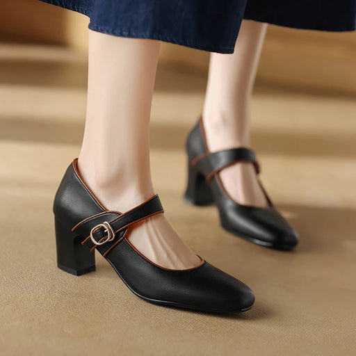 genuine leather mary jane heels for women - MRSLM