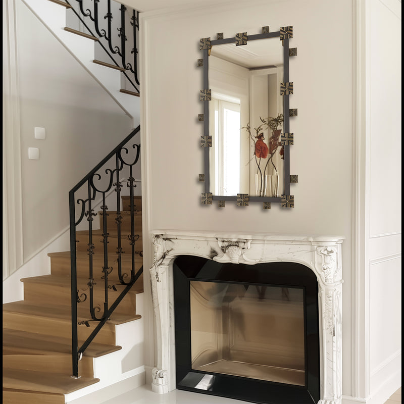 industrial vintage ornate wall mirror, view 5 - MRSLM