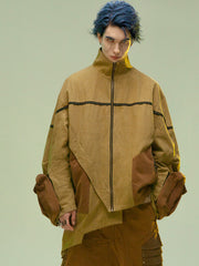 asymmetric sandstone cotton coat, view 5 - MRSLM