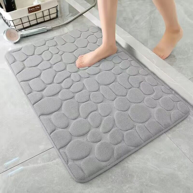 embossed cobblestone memory foam bath mat, view 6 - MRSLM