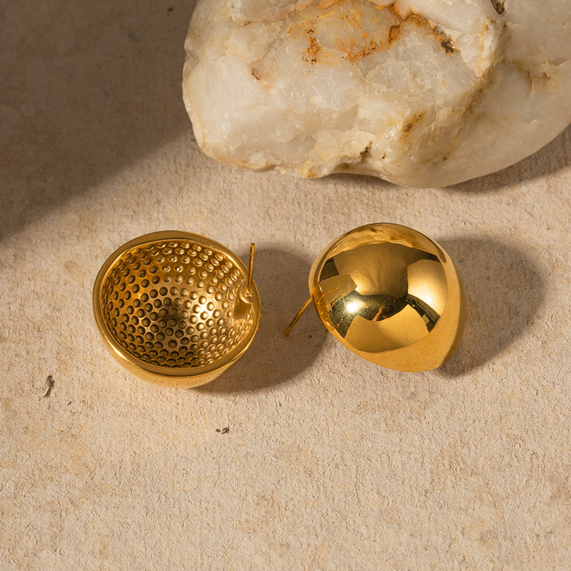 gold plated cutout drop earrings, view 8 - MRSLM