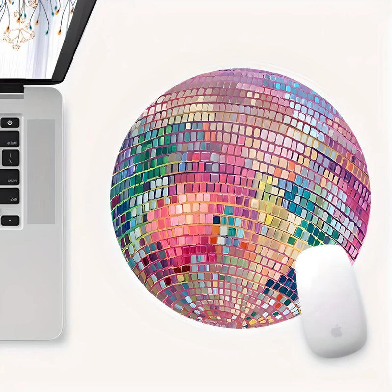 pink disco ball mouse pad, view 2 - MRSLM
