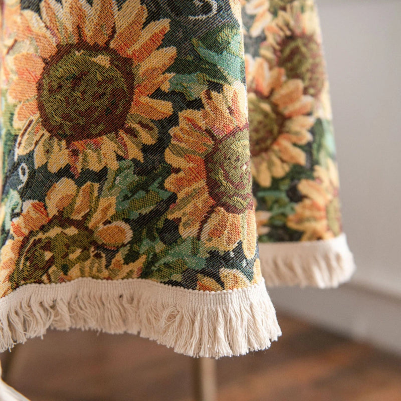 jacquard sunflower round tablecloth, view 7 - MRSLM