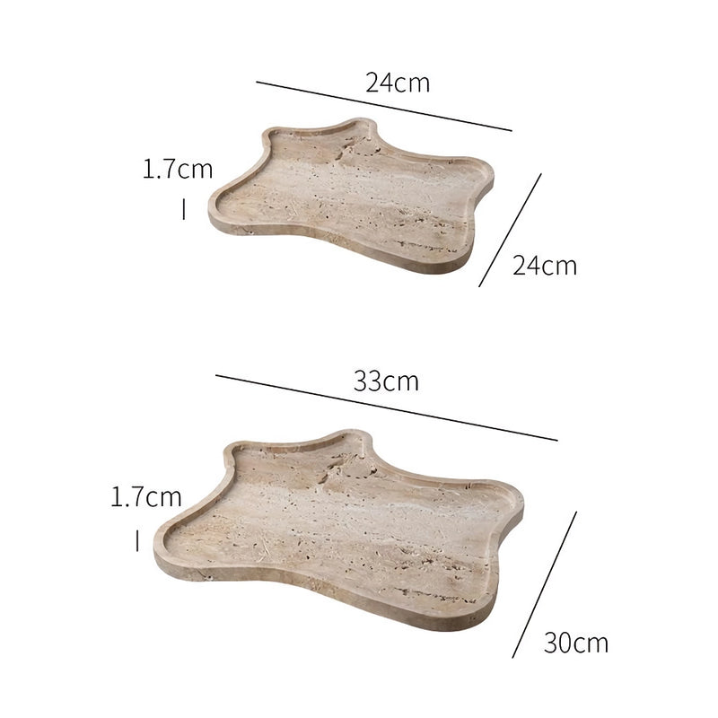 vintage travertine stone tray, view 9 - MRSLM
