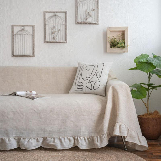 plain ruffled sofa cover - MRSLM