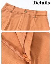 orange high-waist A-line skirt, view 9 - MRSLM