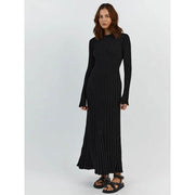 elegant pleated knit dress, view 2 - MRSLM