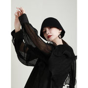 green pleated belted blouse, view 3 - MRSLM