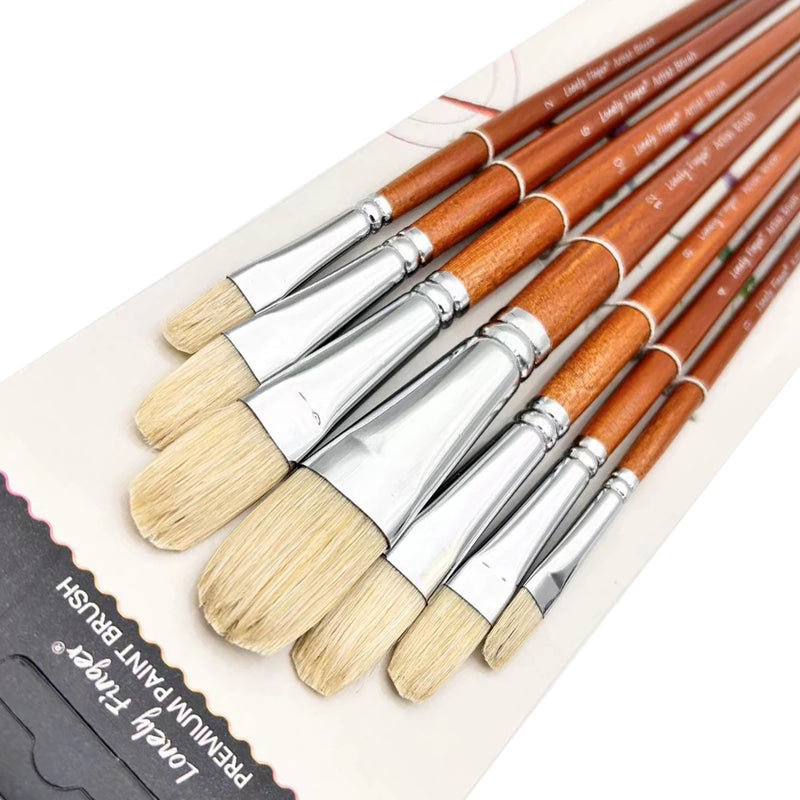 7-piece long handled bristle paint brush set, view 2 - MRSLM