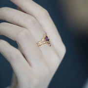 women's vintage flower crystal ring, view 5 - MRSLM