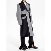 woolen contrast color coat, view 3 - MRSLM