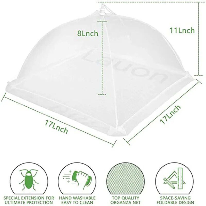 lace trimmed foldable mesh food cover, view 8 - MRSLM