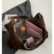 Women's suede crescent shoulder bag, view 4 - MRSLM