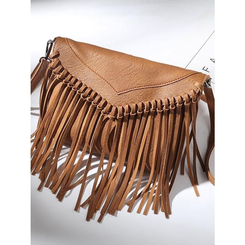 Vintage tassel fringe boho messenger bag, view 3 - MRSLM