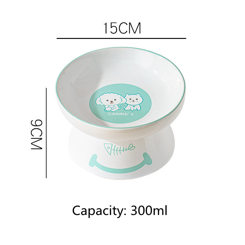 elevated ceramic pet bowl, view 3 - MRSLM