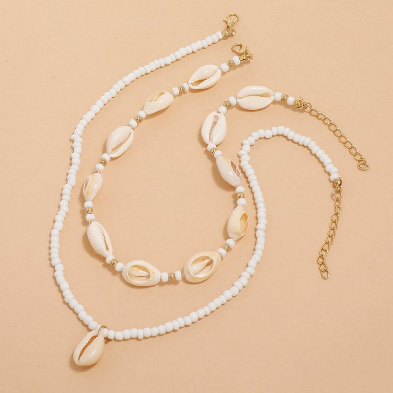 sea shell choker necklace set, view 4 - MRSLM