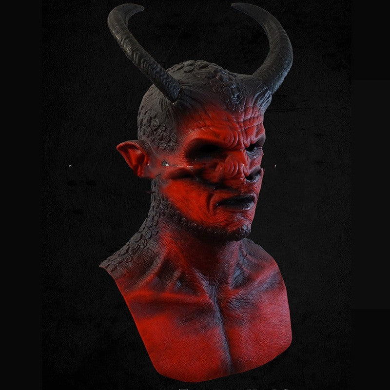 Full head red devil latex mask, view 9 - MRSLM