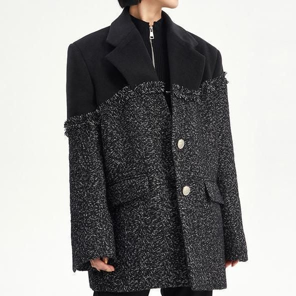 black tweed coat, view 4 - MRSLM