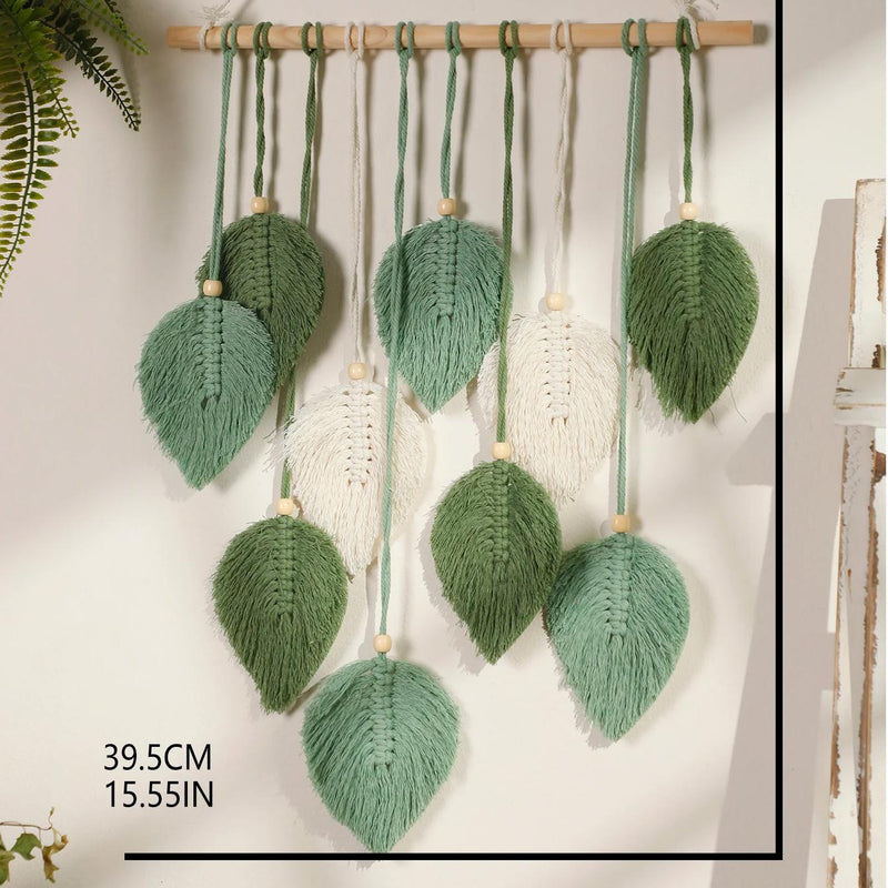 Boho macrame leaf tapestry, view 8 - MRSLM