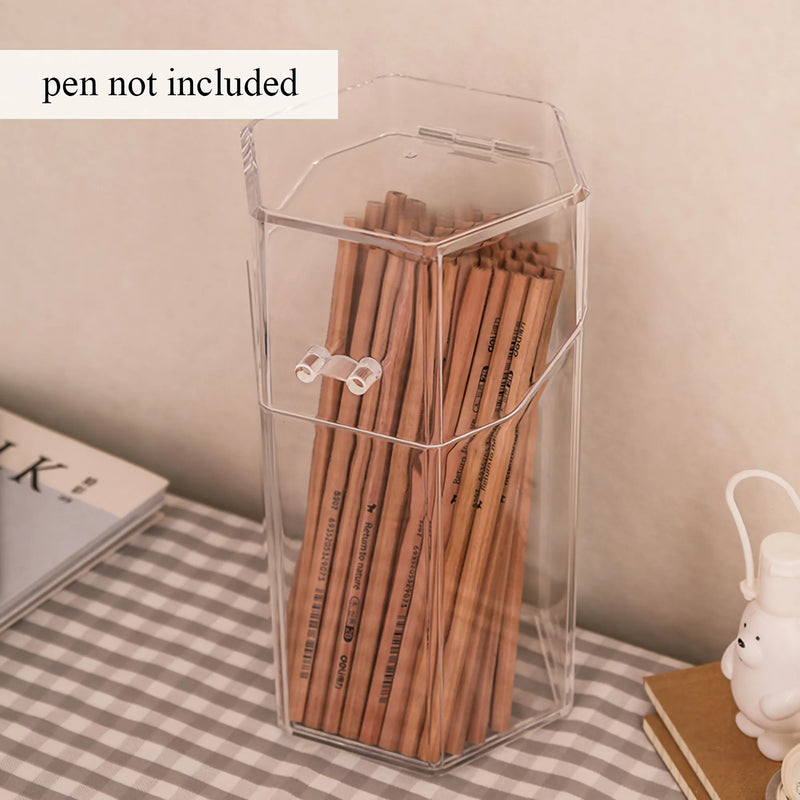 clear acrylic pen and makeup brush holder, view 3 - MRSLM
