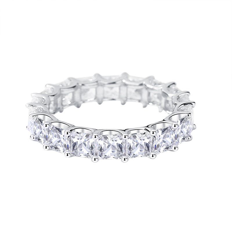 women's square row stone ring, view 3 - MRSLM