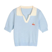 3d cherry loose short sleeve knit top, view 7 - MRSLM
