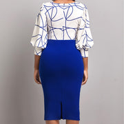 sapphire blue sheath dress, view 2 - MRSLM