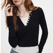 Slim fit knitted sweater, fake two-piece, view 8 - MRSLM