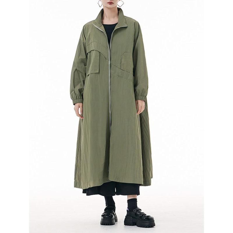 army green stylish trench coat, view 3 - MRSLM