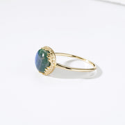 feather 925 silver ring with natural stone, view 3 - MRSLM