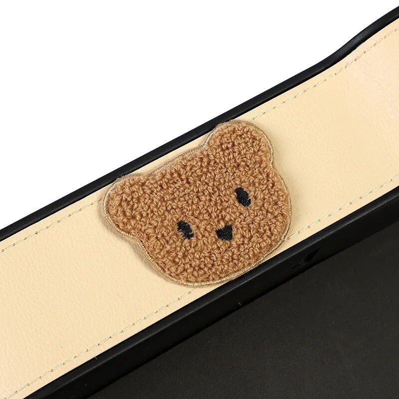 Cute Cartoon Bear Car Seat Gap Organizer with Tissue Holder