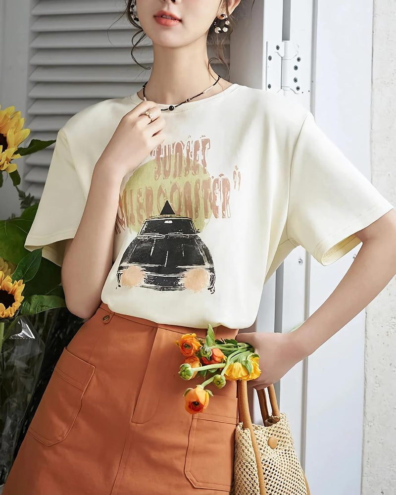 orange high-waist A-line skirt, view 7 - MRSLM