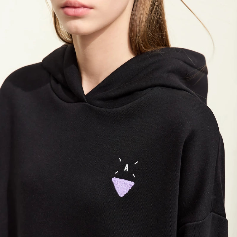 Fleece-lined patchwork embroidery hoodie, view 9 - MRSLM