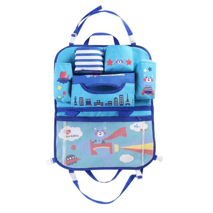 Kids Cartoon Car Seat Organizer with Tablet Holder