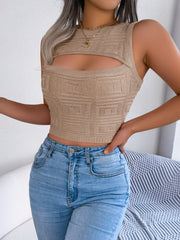 women's sleeveless cropped knit top, view 6 - MRSLM